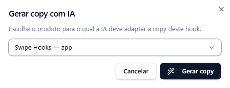 Gerador de copy com IA do SwipeHooks